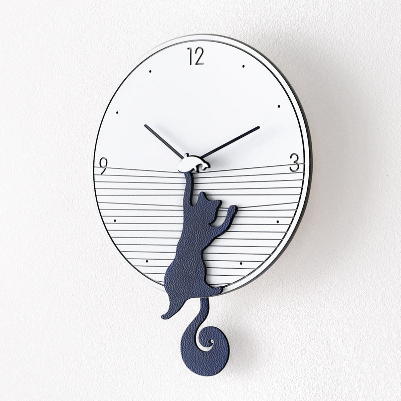 12-inch Swinging Cat Wall Clock | Blue, Yellow or Green