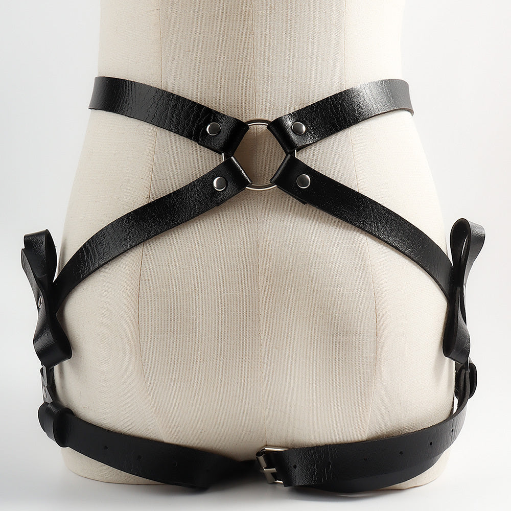 Black Sexy Leather Bondage Bum and Waist Harness