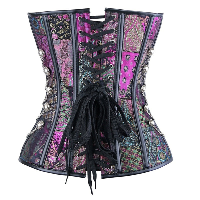 Patchwork Steel Rib Punk Corset