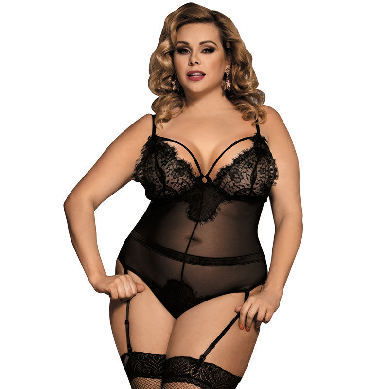 Plus Size Sheer Teddy Lingerie Bodysuit