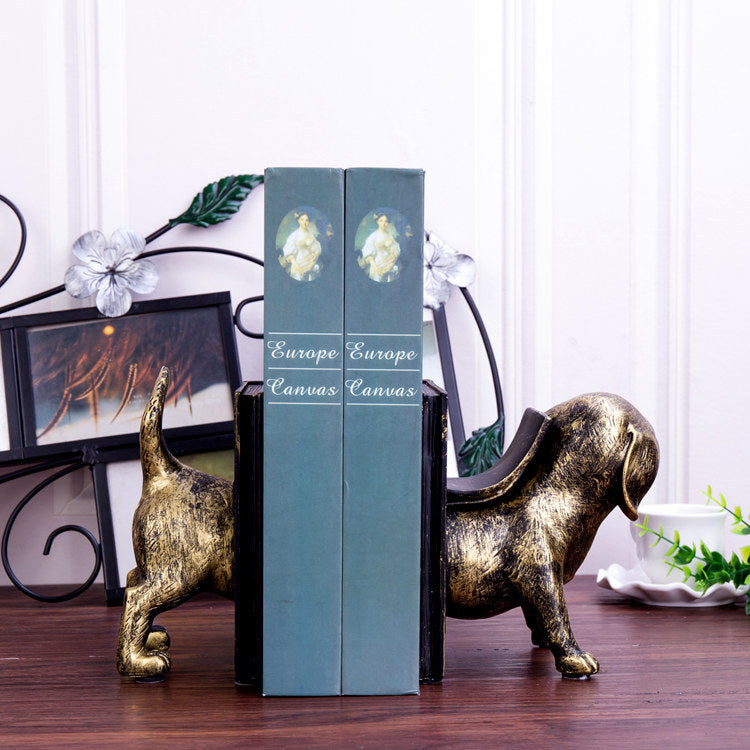 Antique Bronze Effect Dachshund Dog Bookend Pair