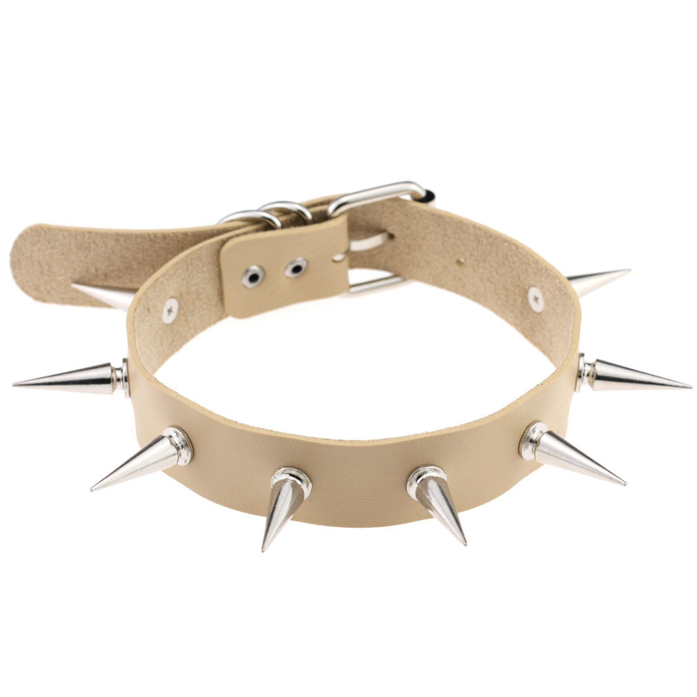 Punk Leather Choker Collar with Spike Studs | 15 Colour Choices