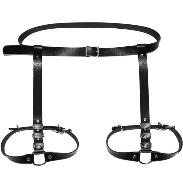 Vegan Leather Garter Belt Waist Ring Harness