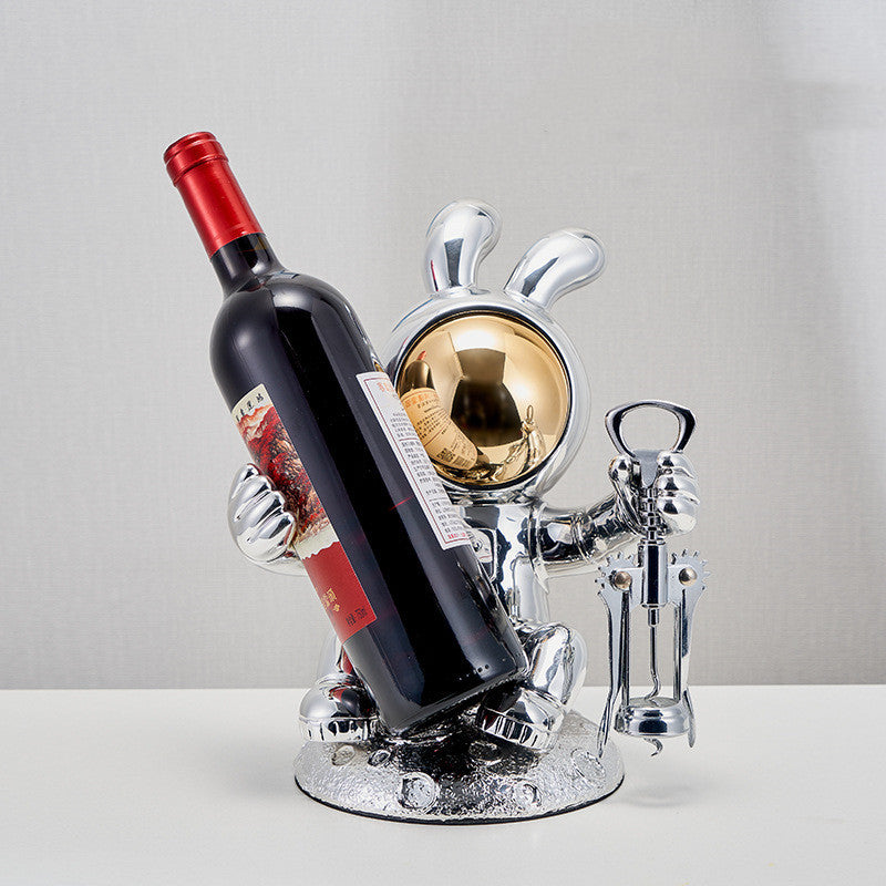 Astronaut or Astrobunny Wine Bottle Holder | Gold or Silver Finish