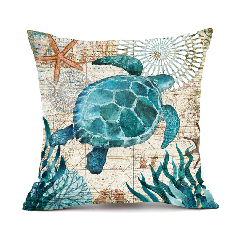 Ocean Theme Linen Cushion Covers Sea Turtles, Octopuses and More 45x45