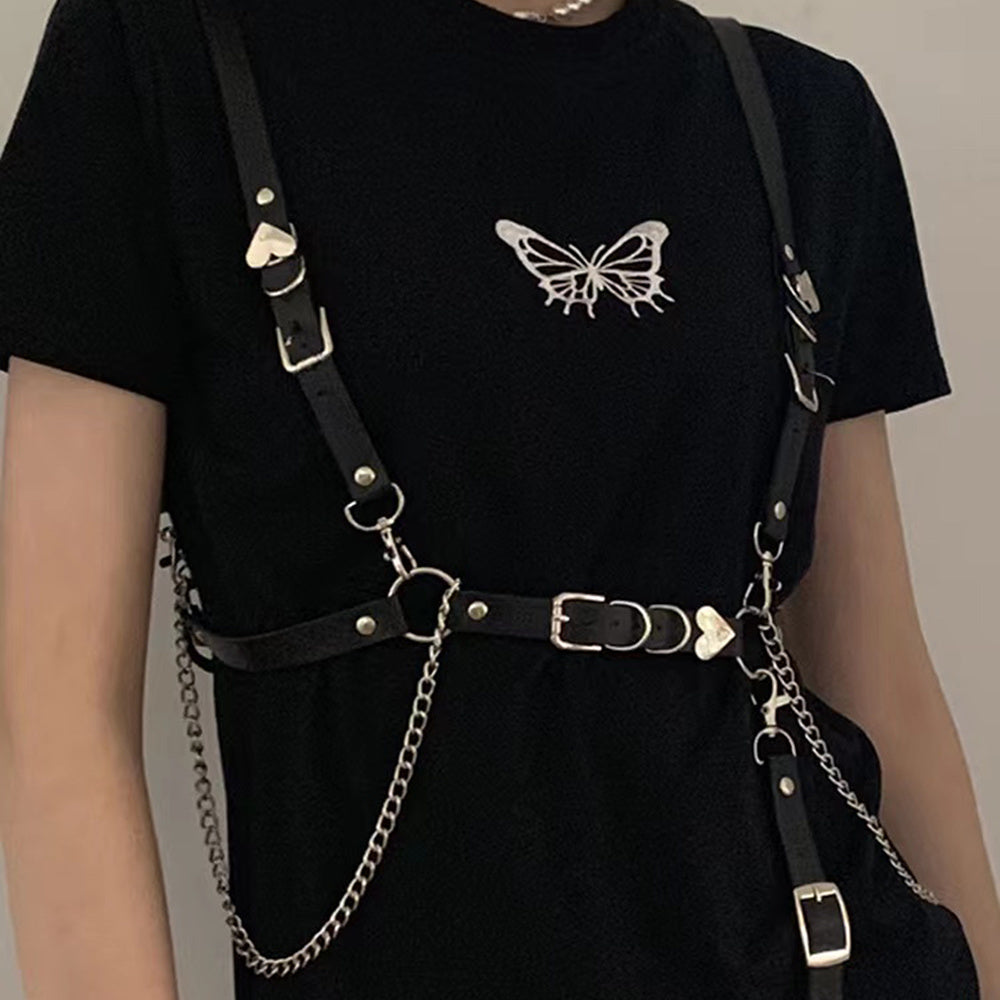 Gothic Punk Leather Dual Purpose Bondage Top or Chain Belt