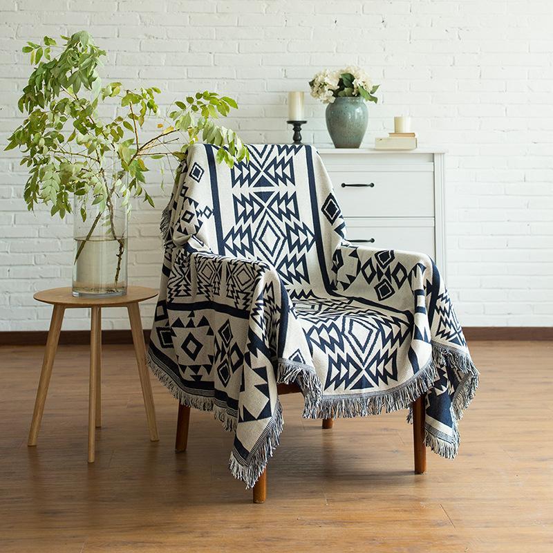 Aztec Geometric Cotton Decorative Throw Blanket | 3 Sizes