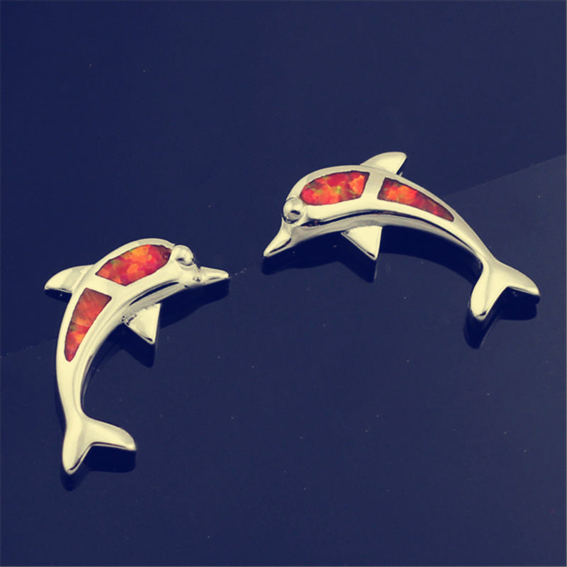 Dolphin Earrings | Blue, Purple or Orange Inlay