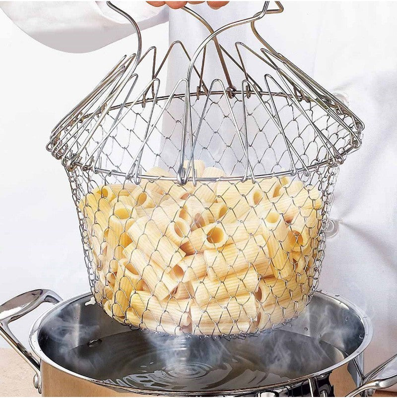 Stainless Steel Multi-function Collapsible Deep Fry Pot Basket