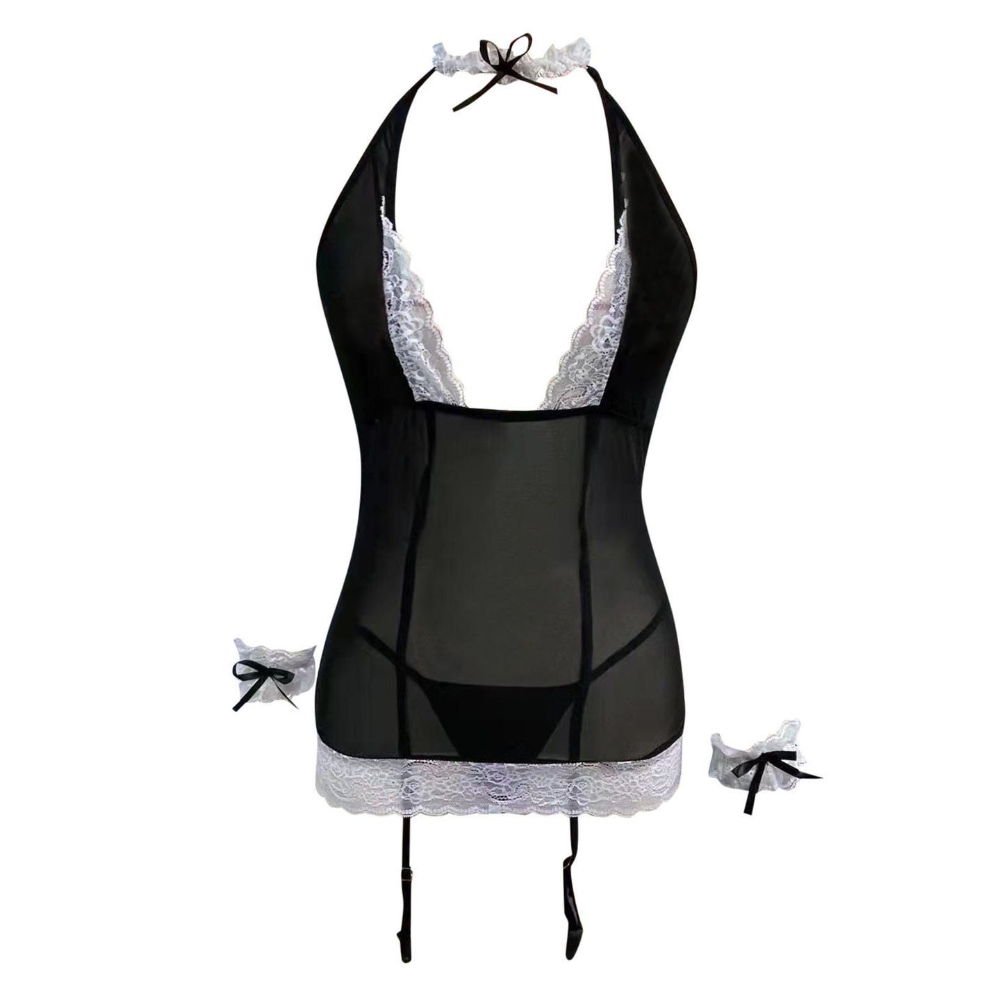 French Maid Sexy Lingerie Set with Garters | S, M, L or XL