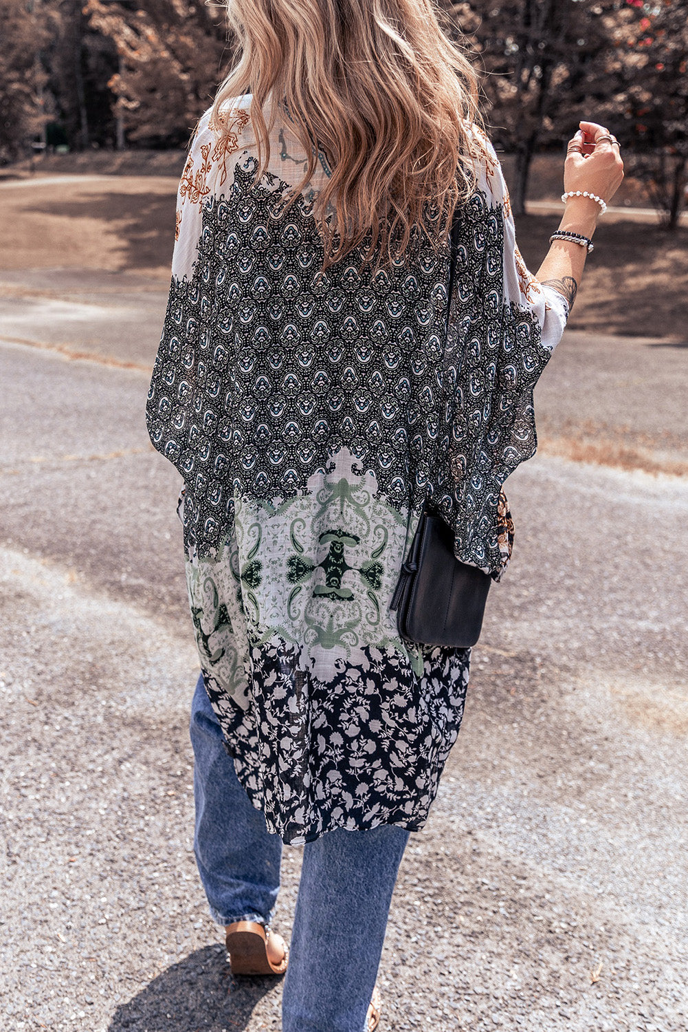 Boho Floral Print Beach Kimono