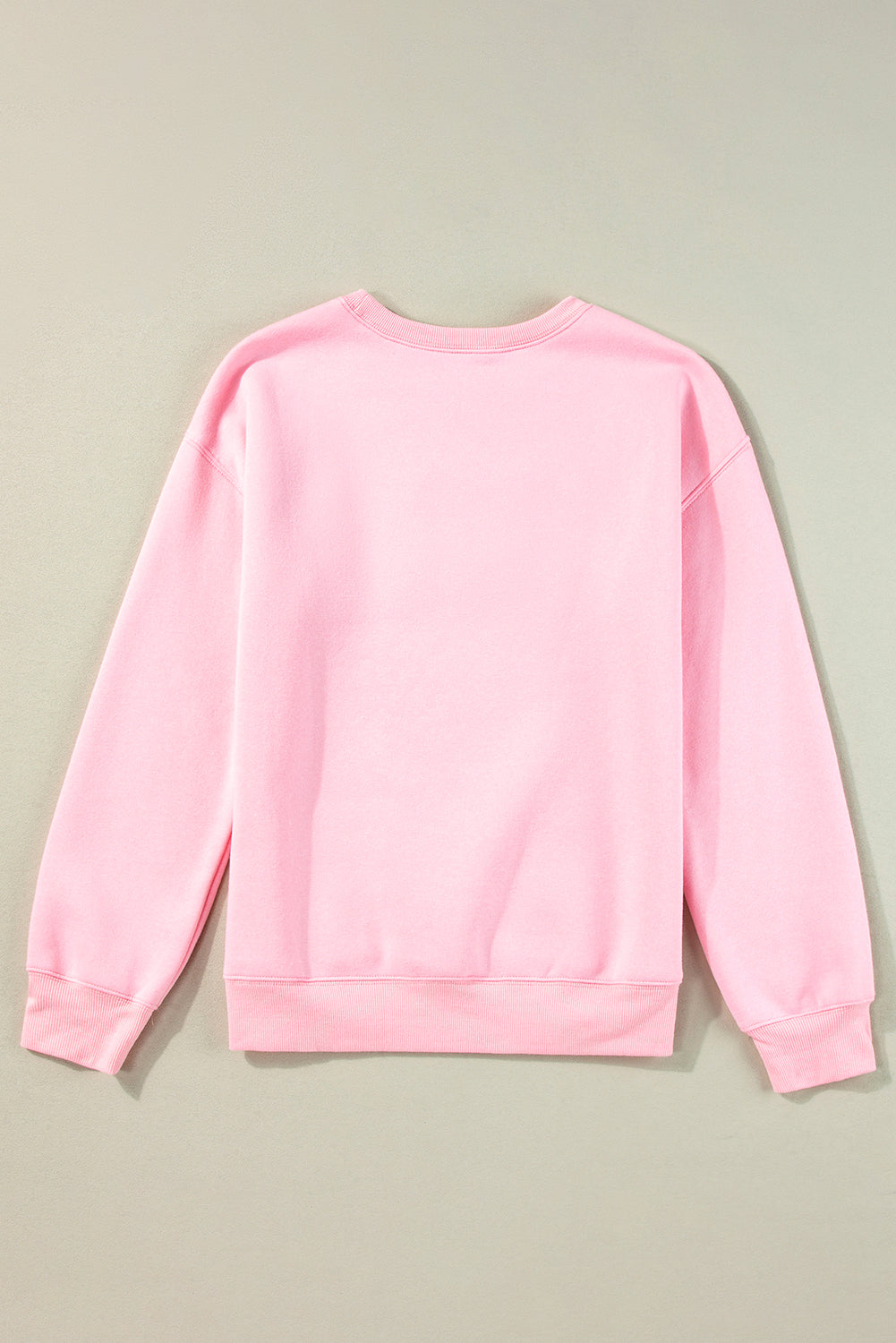 Cotton Blend Pink LOVER Puff Print Drop Shoulder Pullover Sweatshirt