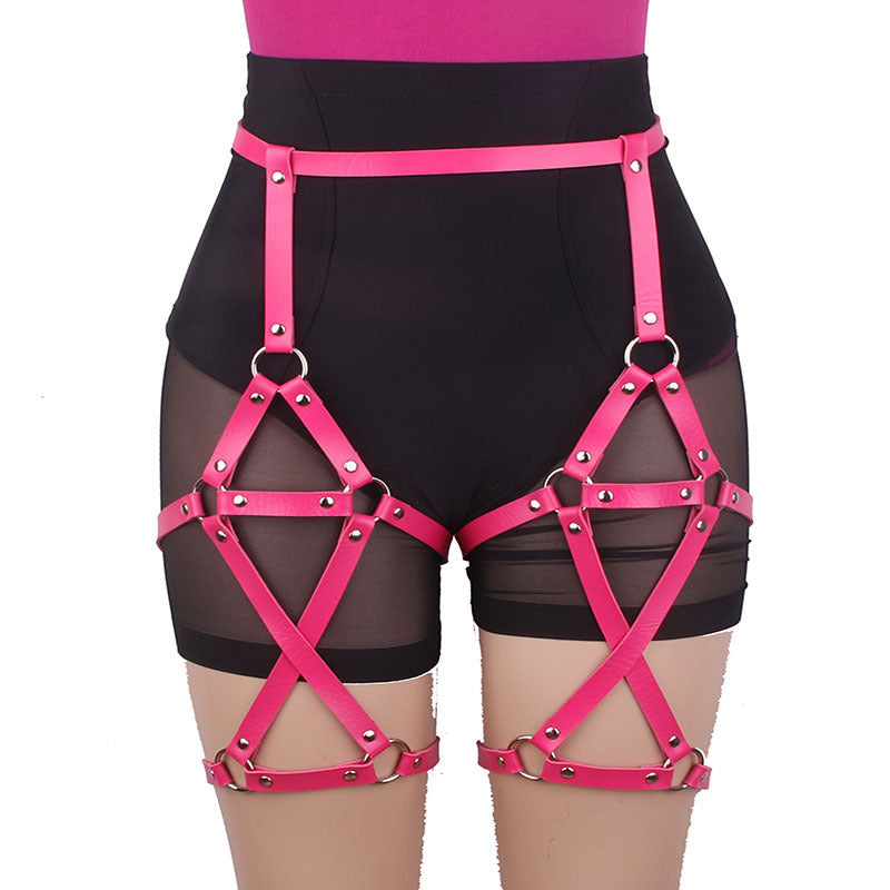 Criss-Cross Adjustable Leather Leg Ring Belt Garters Bondage Lingerie