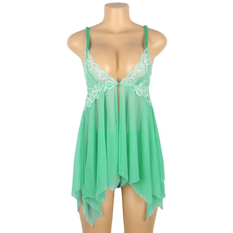 Women's Fashion Irregular Lace See-through Nightdress