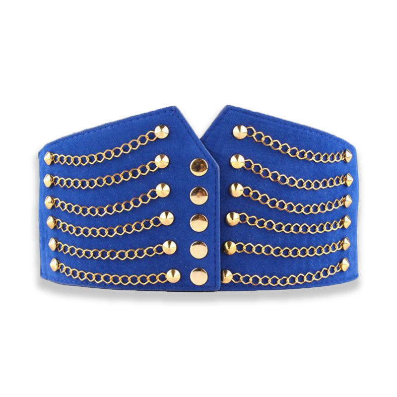 Ladies Shapwear Corset Cummerbund Elastic Belt with Chain Detail