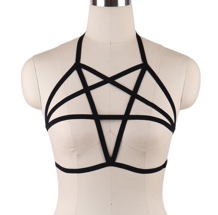 Stretch Nylon Strappy Bondage Harness Criss Cross Top