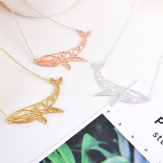 Geometric Whale Necklace | Rose Gold, Gold, Silver Plated