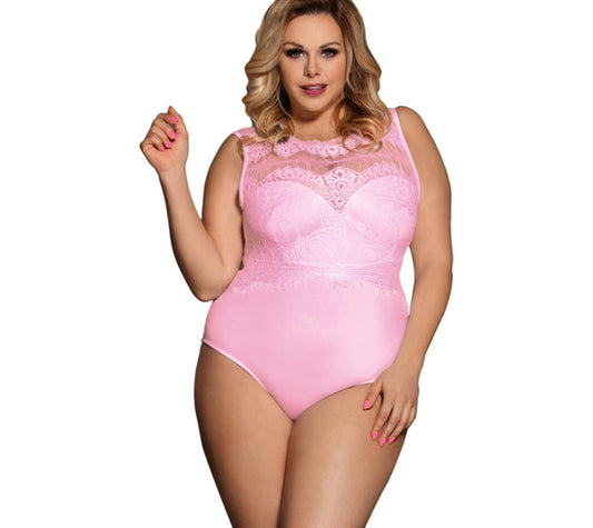 Black, White or Pink Plus Size Teddy Bodysuit Lingerie