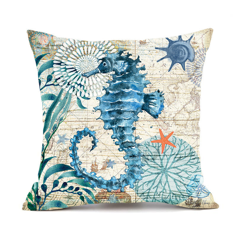 Ocean Theme Linen Cushion Covers Sea Turtles, Octopuses and More 45x45