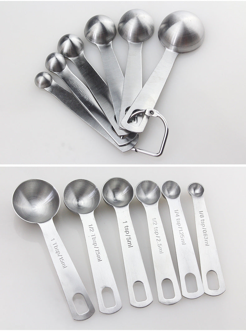 6 Piece Stainless Steel Kitchen Measuring Spoons Set