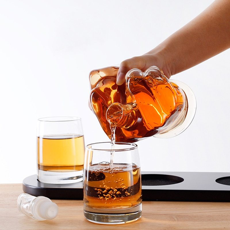 Joke Middle Finger Glass Drinks Decanter 4 Piece Set