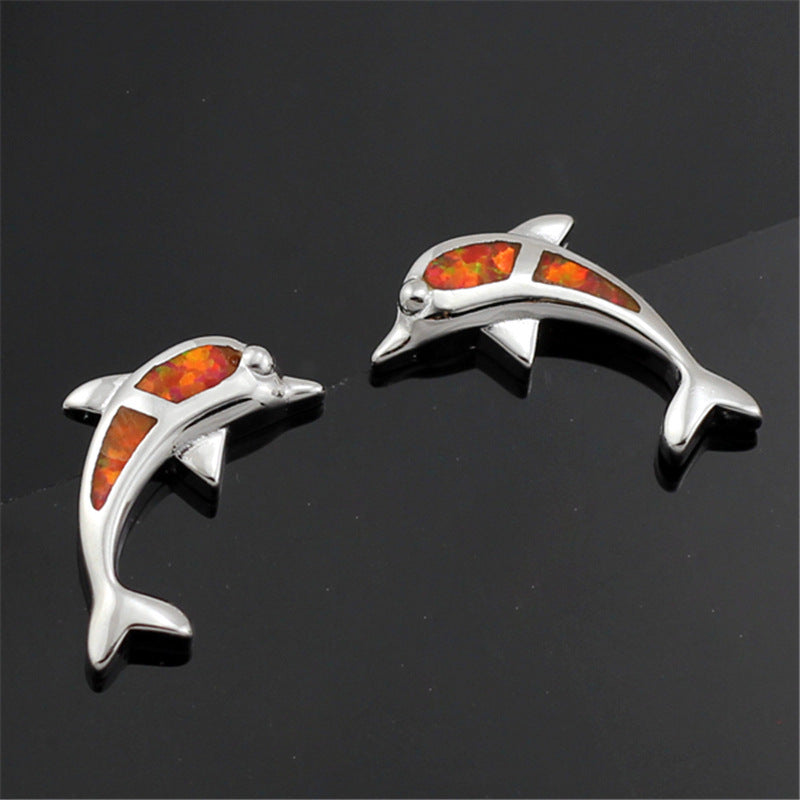 Dolphin Earrings | Blue, Purple or Orange Inlay