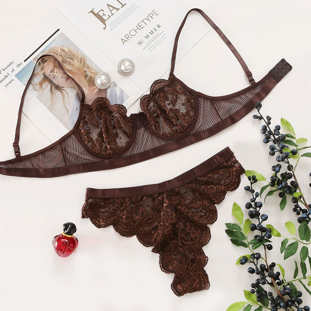 2 Piece Matching Bra and Knickers Lace Lingerie Set | 16 Colour Options