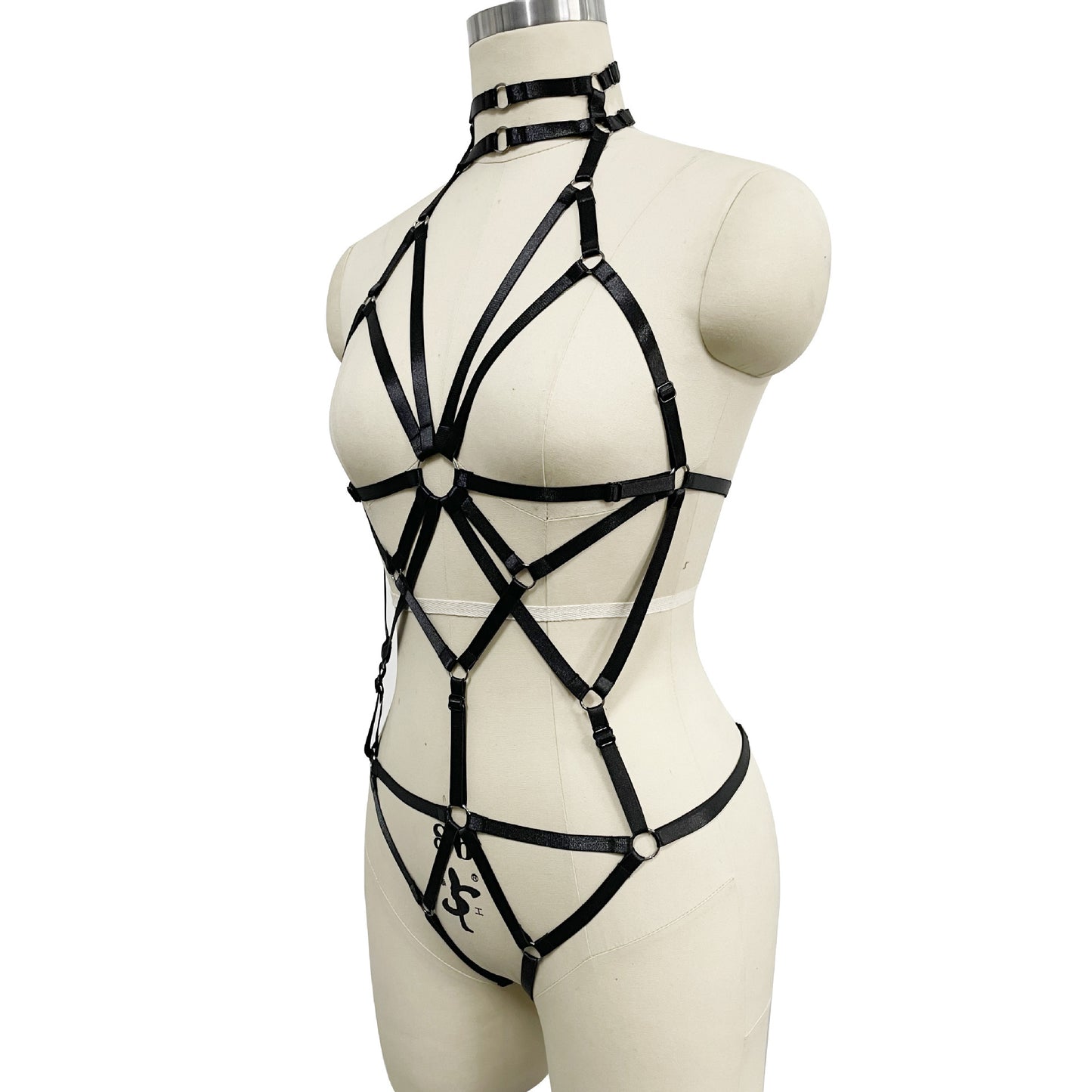 Nylon Strapping Bondage Full Body Harness Lingerie | Black or Red