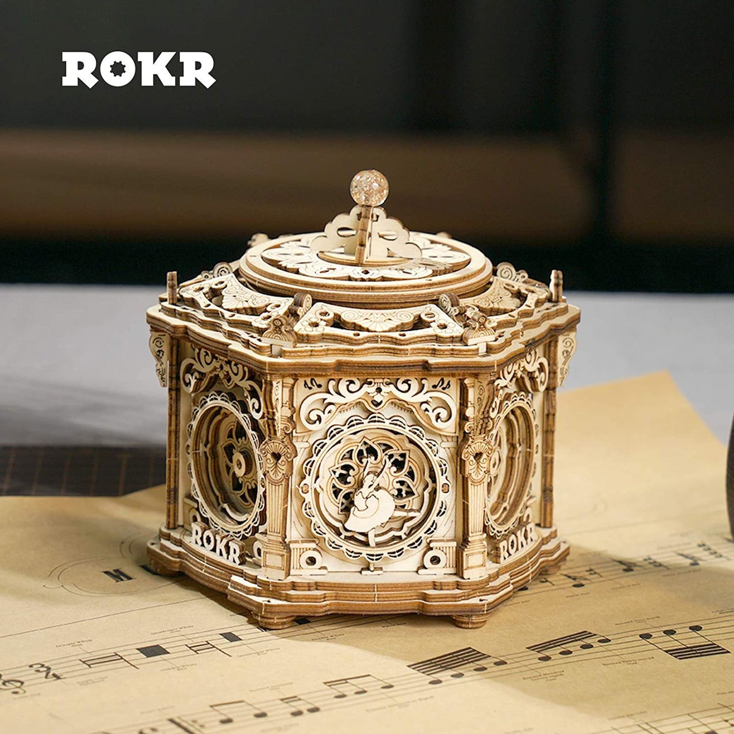 ROKR DIY Mechanical Music Box Kit 3D Wooden Puzzle - Swan Lake Melody