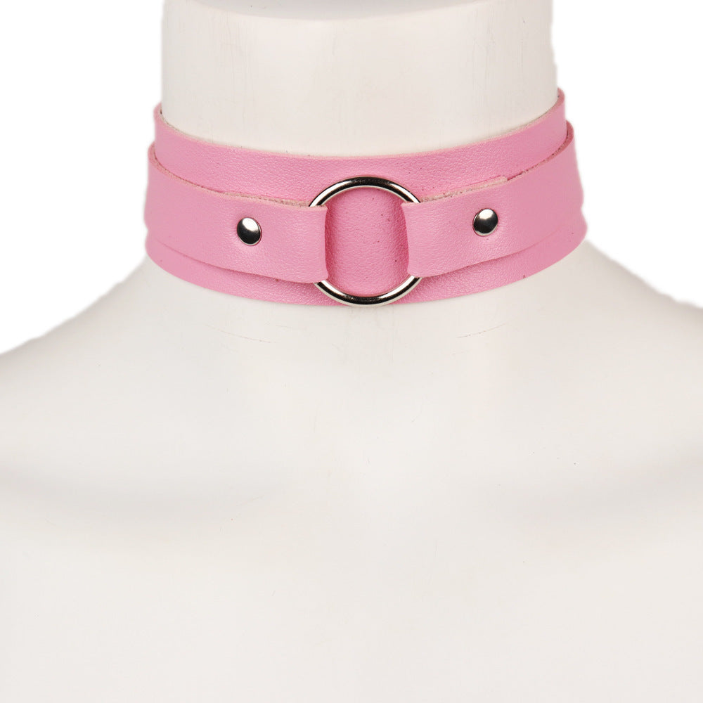 Leather Collar with Ring | 9 Colour Options