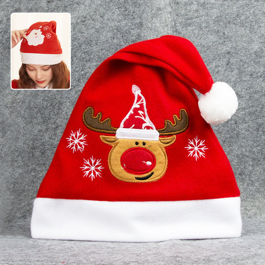 Christmas Hat Cartoon Embroidery Reindeer Santa & Snowman Fuzzy Hat