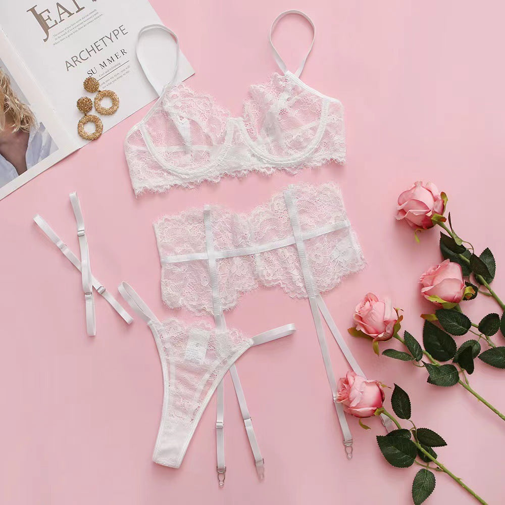 4-Piece Lace Choker French Bridal Lingerie Set - 8 Colour Choices