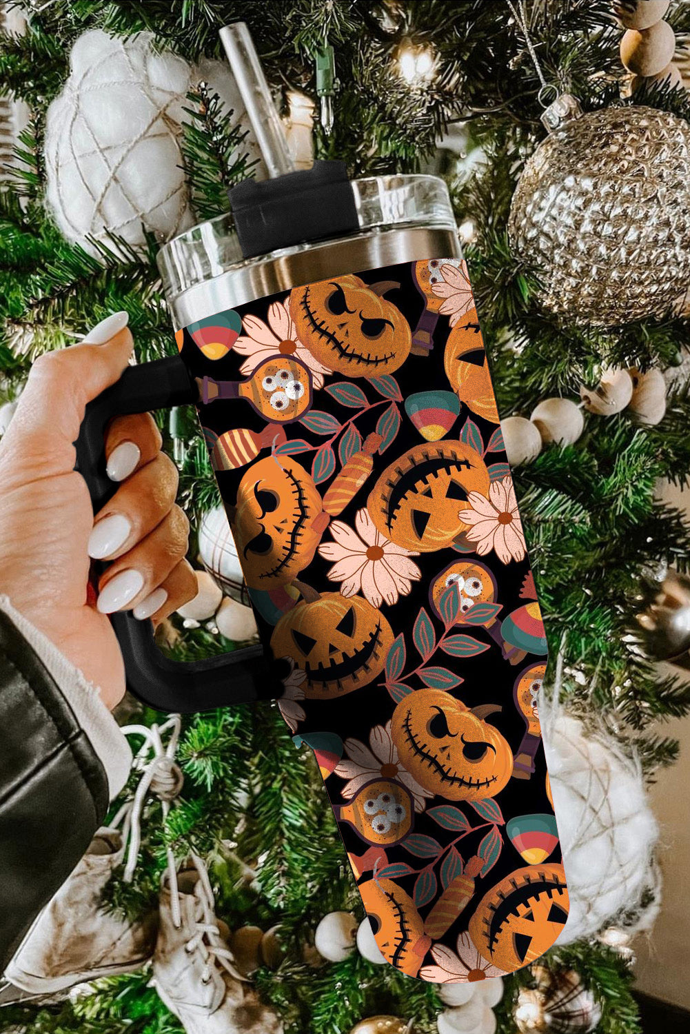 Halloween Pumpkin Print 304 Stainless Steel Vacuum Tumbler Cup 40oz