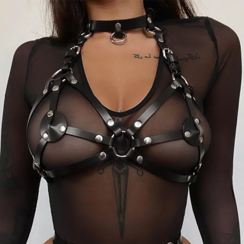 2 Piece Full Body Leather Bondage Harness Set