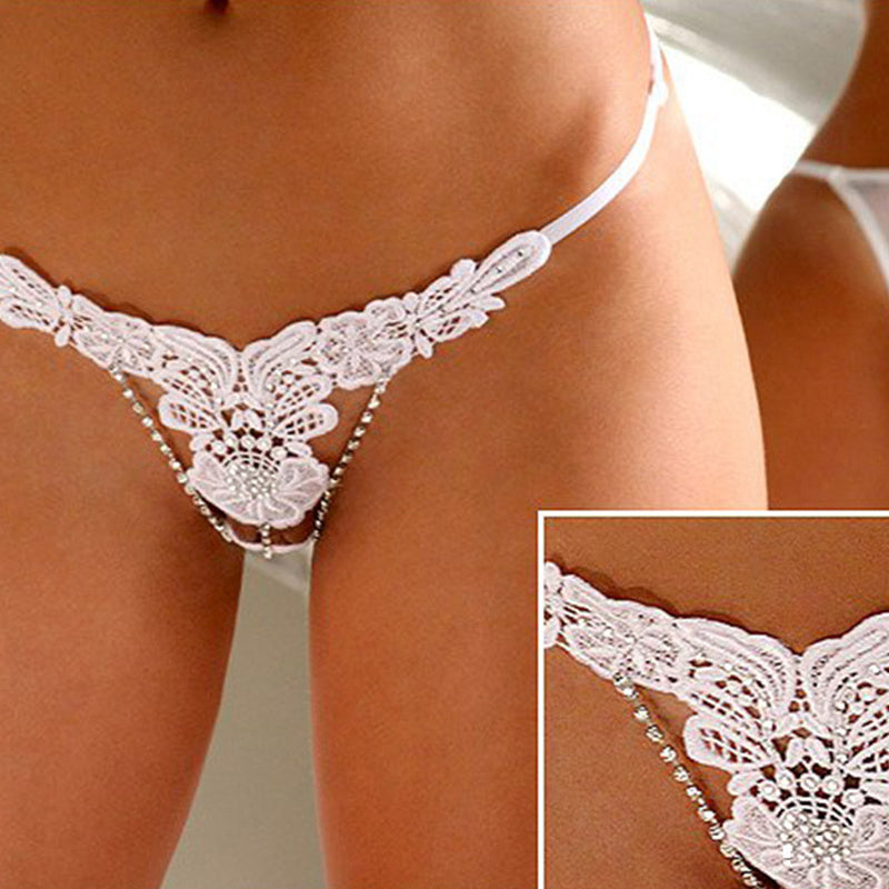 Diamond String Thong Knickers | Black or White