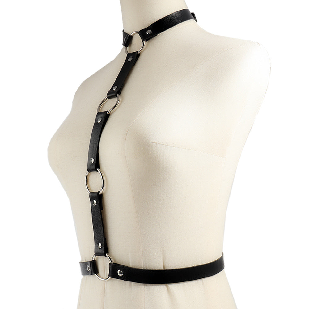 O-Ring Leather Lingerie Bondage Look Harness Top