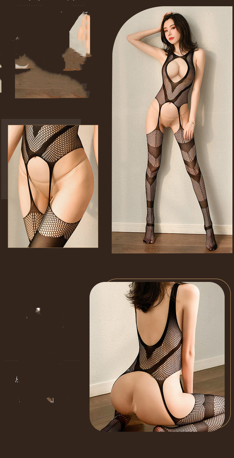 Black Nylon Body-Stocking Lingerie