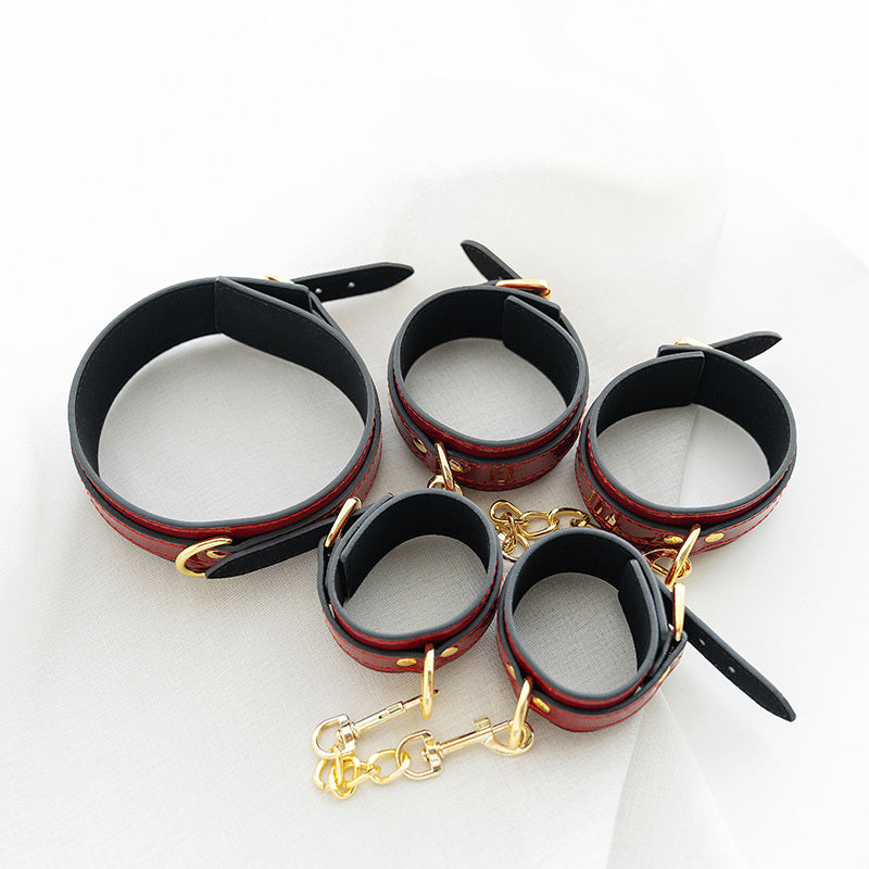 Red Leather High Quality Bondage Cuffs  | Hand, Ankle and Collar