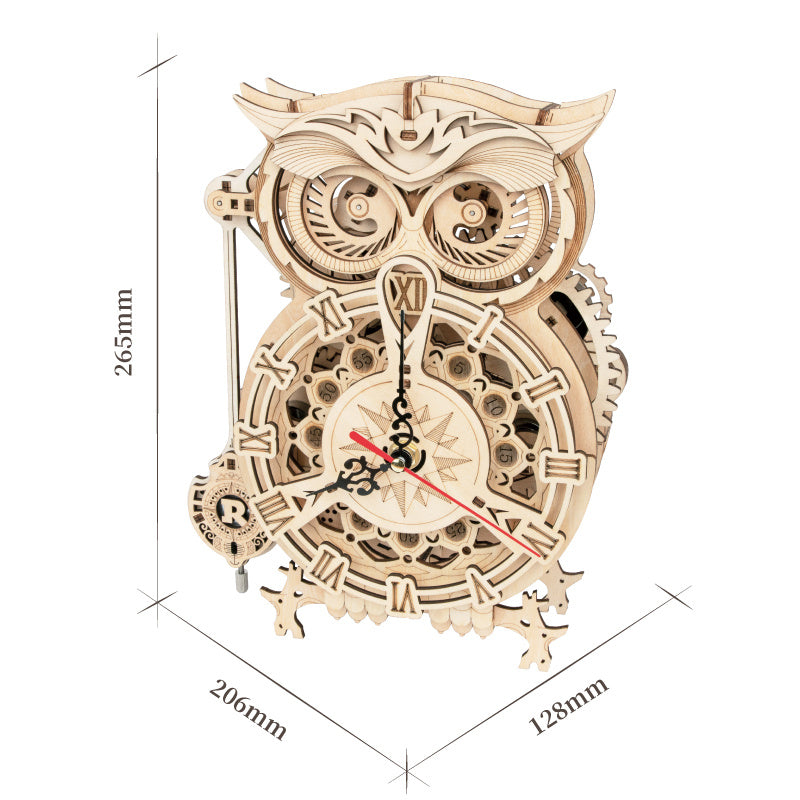 Robotime ROKR 3D Owl Wooden Clock Building Puzzle - DIY Model Building Kit