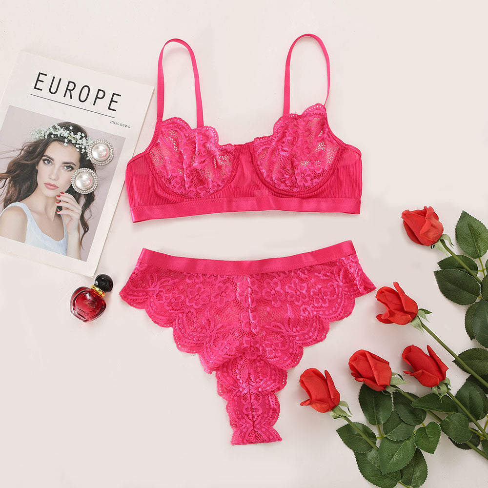 2 Piece Matching Bra and Knickers Lace Lingerie Set | 16 Colour Options