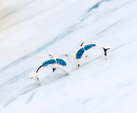 Dolphin Earrings | Blue, Purple or Orange Inlay