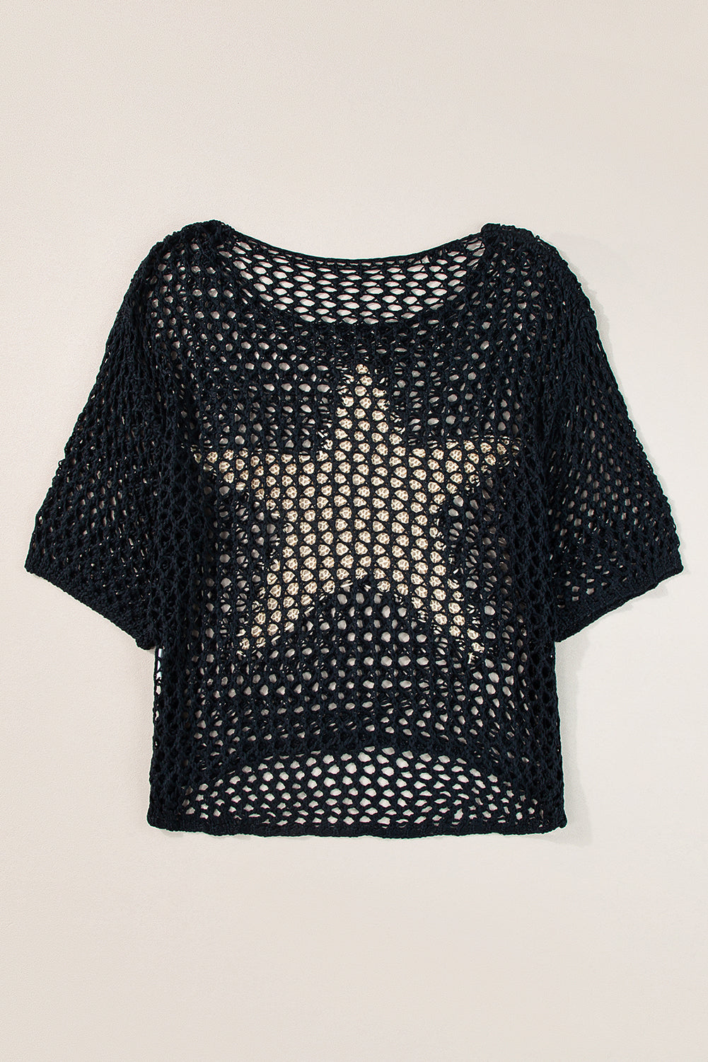 Star Graphic Crochet Knitted Summer Sweater Top | Black or White