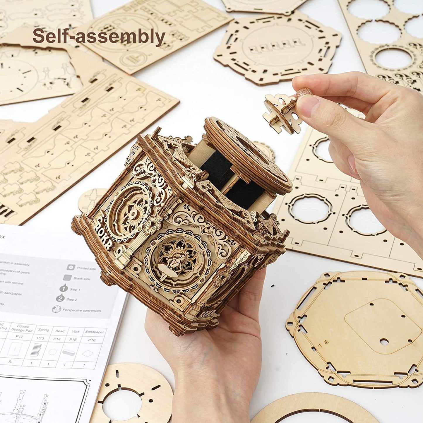 ROKR DIY Mechanical Music Box Kit 3D Wooden Puzzle - Swan Lake Melody