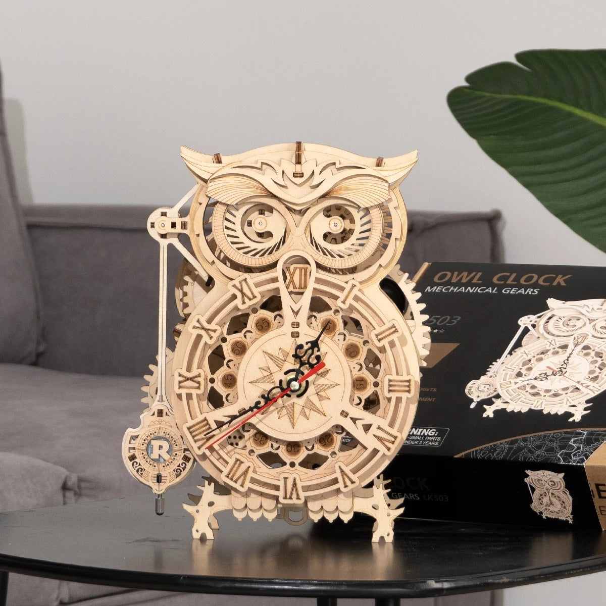 Robotime ROKR 3D Owl Wooden Clock Building Puzzle - DIY Model Building Kit