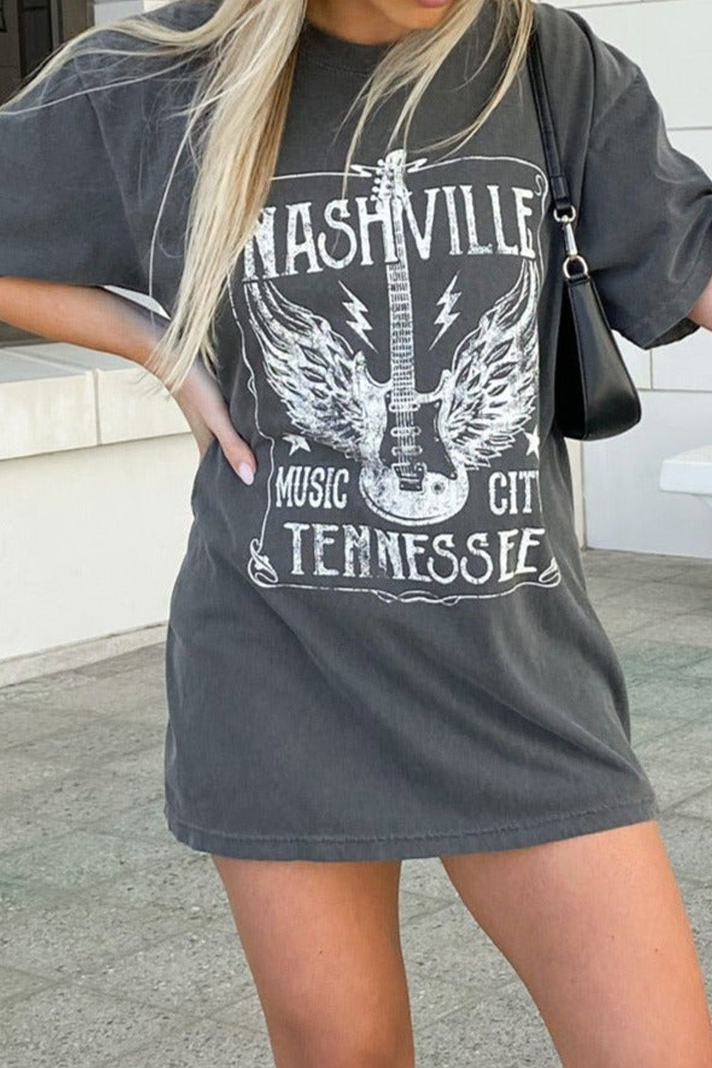 Cotton Nashville Graphic Print Oversized T Shirt