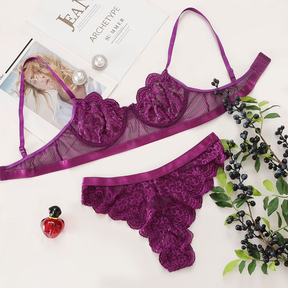 2 Piece Matching Bra and Knickers Lace Lingerie Set | 16 Colour Options