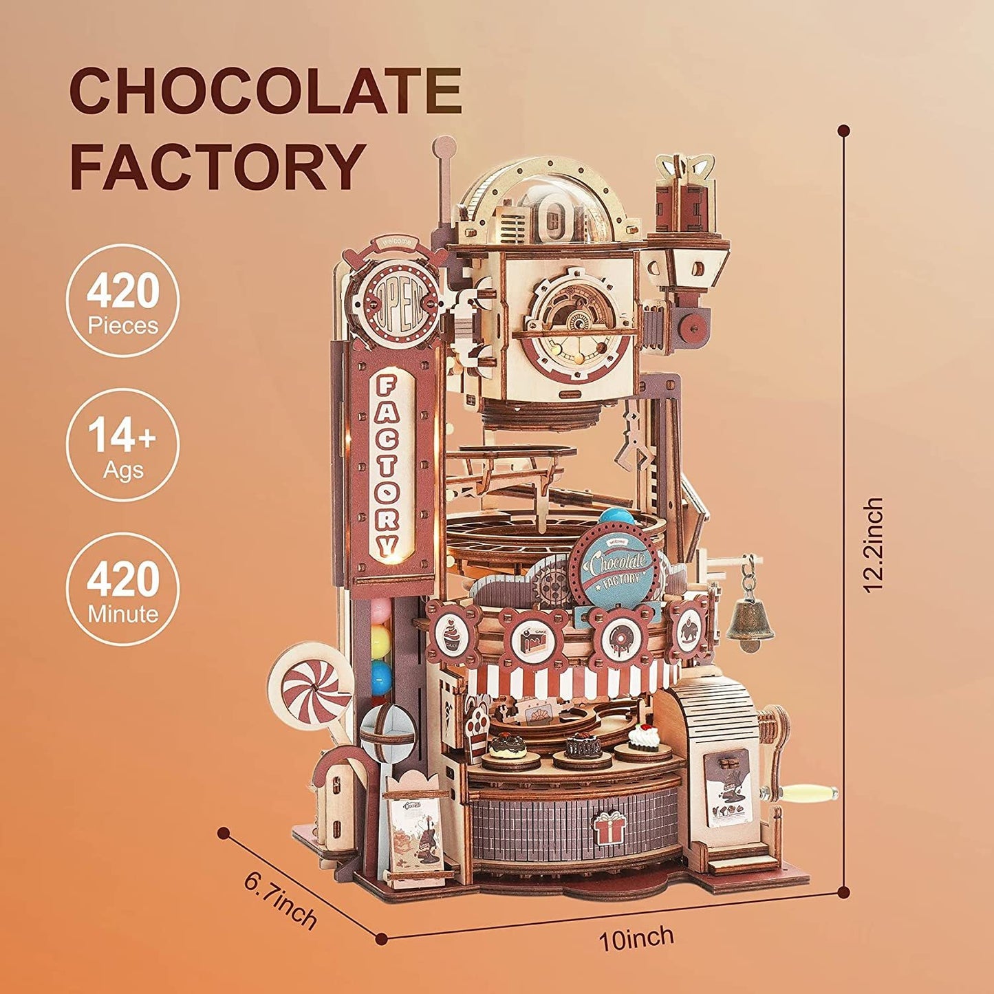 ROKR Chocolate Factory 3D Wooden Puzzle - Model Building Gift