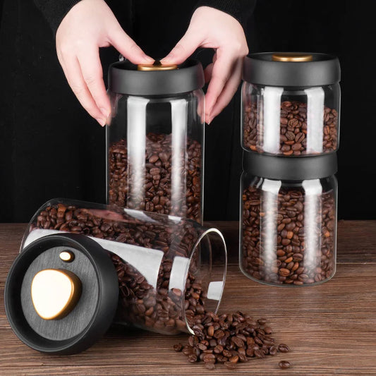 Vacuum Sealing Glass Airtight Jars - Perfect for Coffee, Nuts, Grains, Spices etc