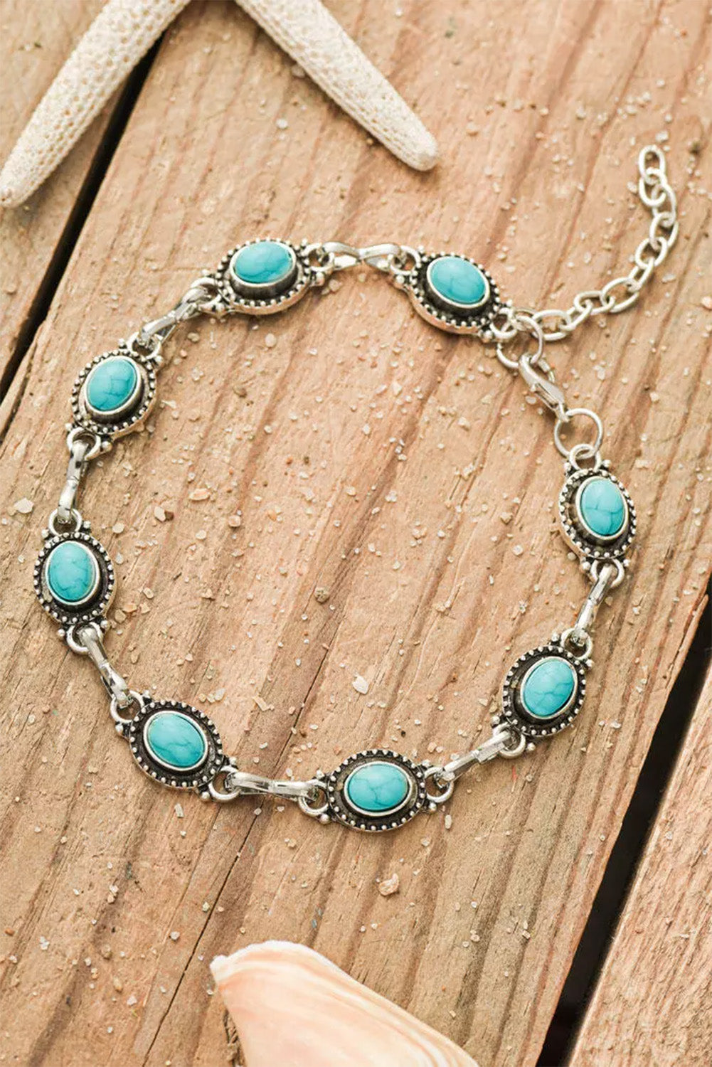 Silver Bohemian Turquoise Casual Anklet