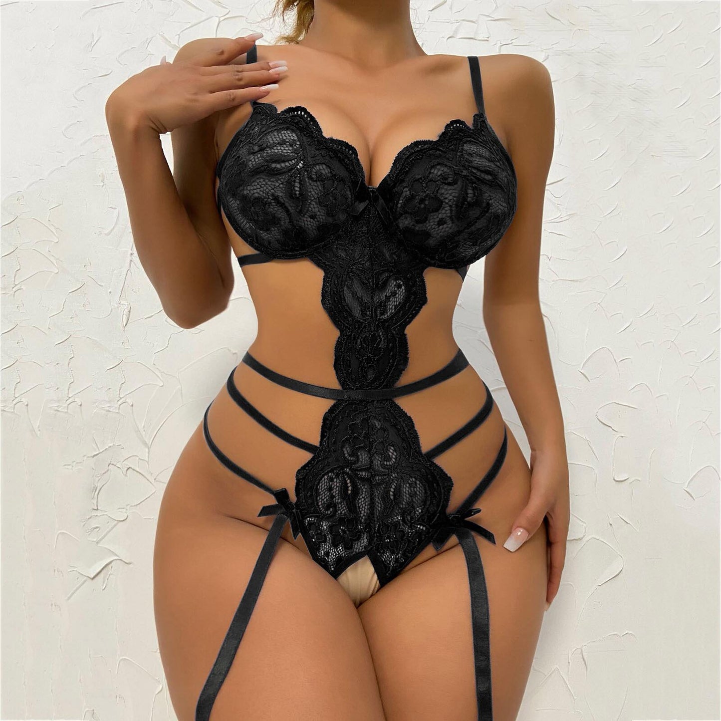 Open-Crotch Lace Teddy Lingerie